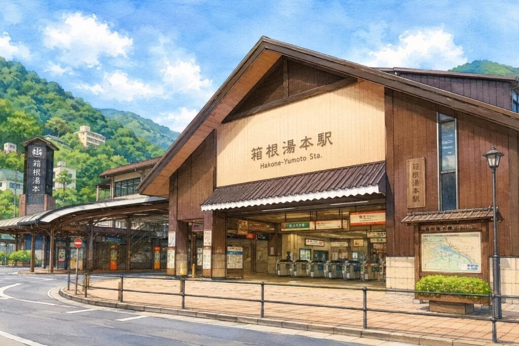 旅行先の箱根湯本駅
